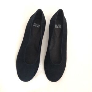 Eileen Fisher Black Suede Round Toe Flats